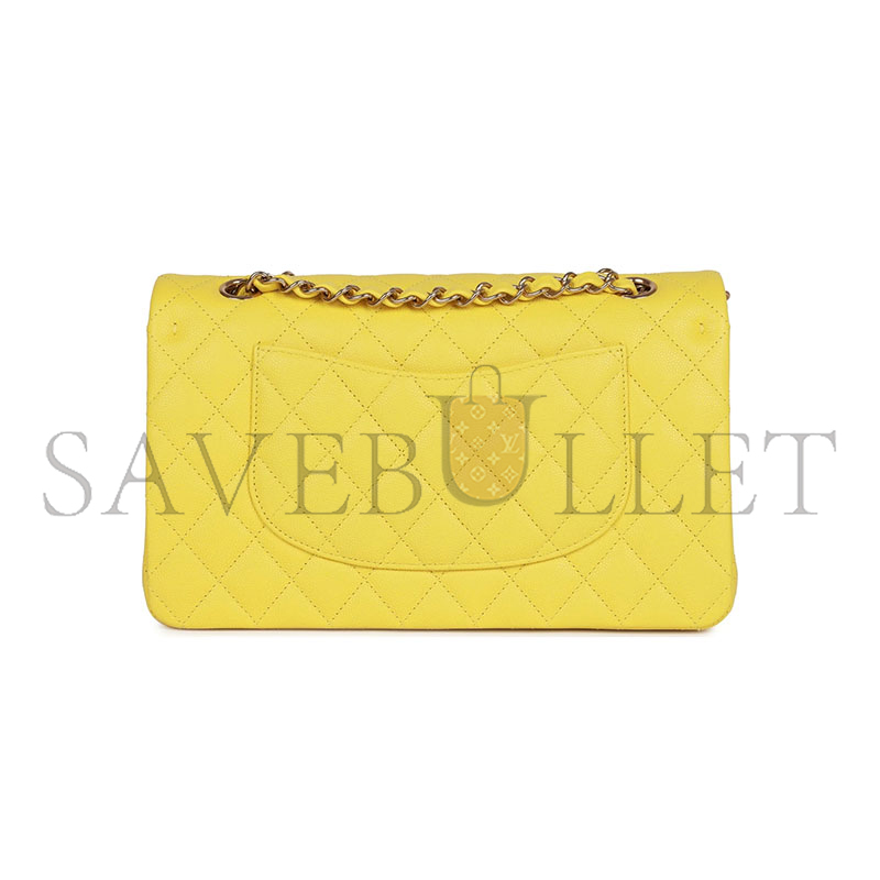 Ch*el master caviar medium classic double flap bag yellow light gold hardware a01112 (25*15*7cm)